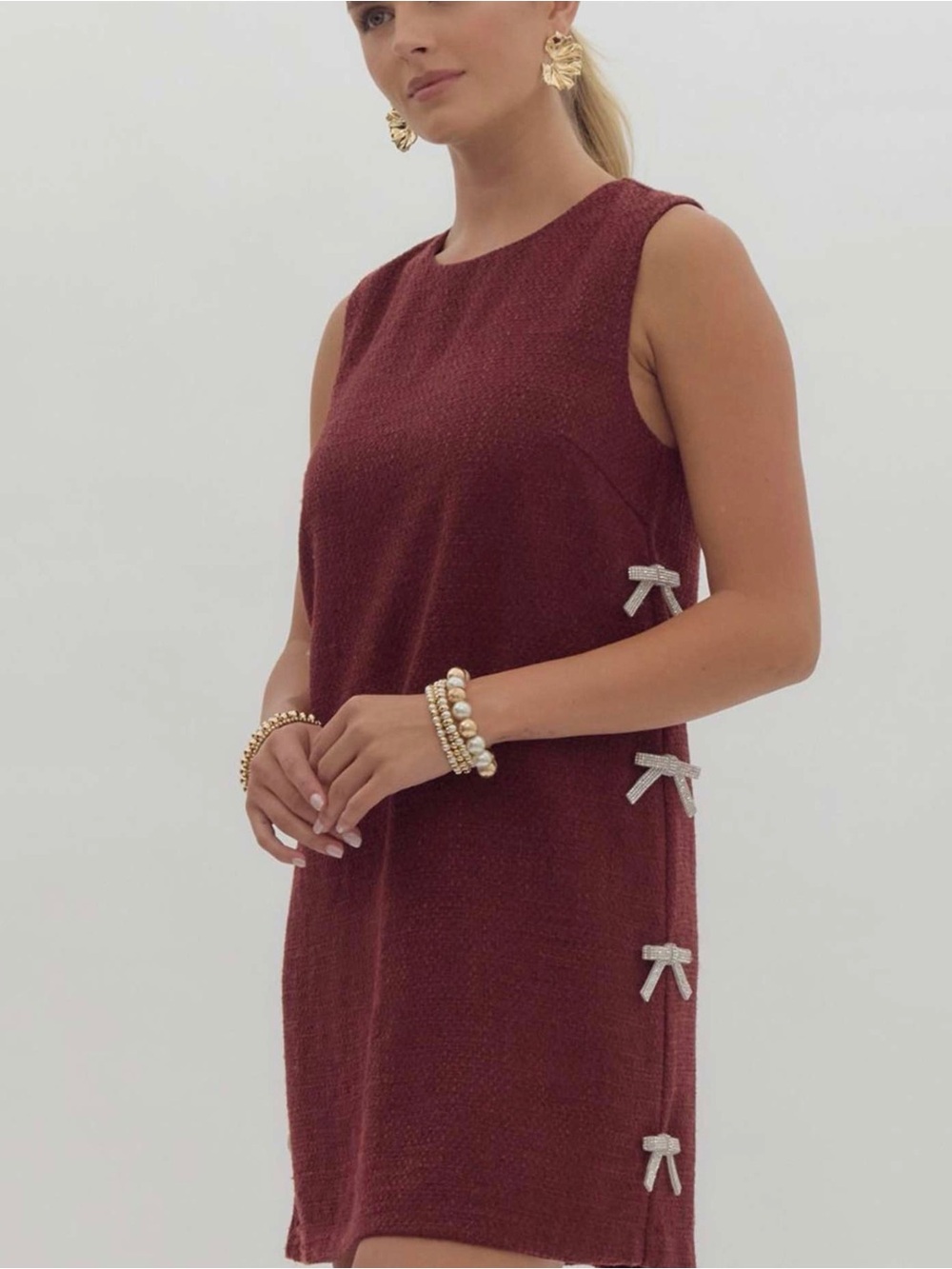 red dress with bow design